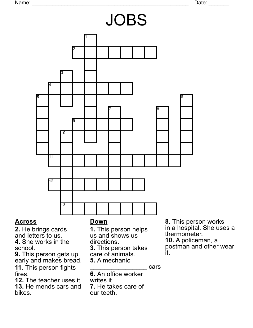 JOBS Crossword