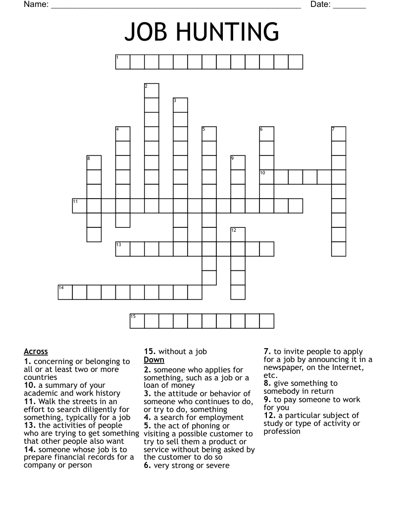 JOB HUNTING Crossword