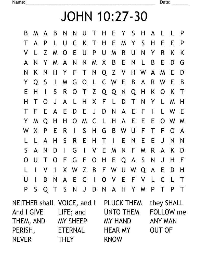 JOHN 10:27-30 Word Search
