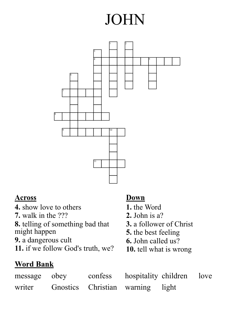 JOHN Crossword