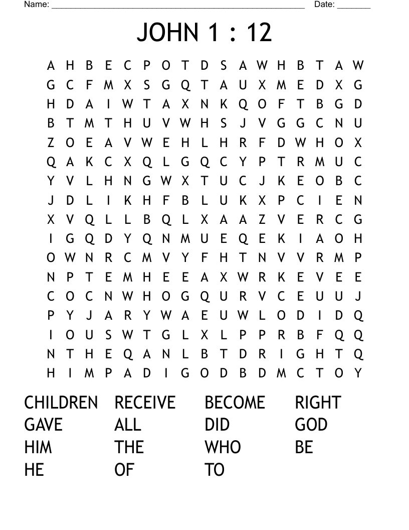JOHN 1 : 12 Word Search
