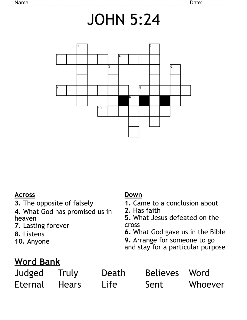 JOHN 5:24 Crossword