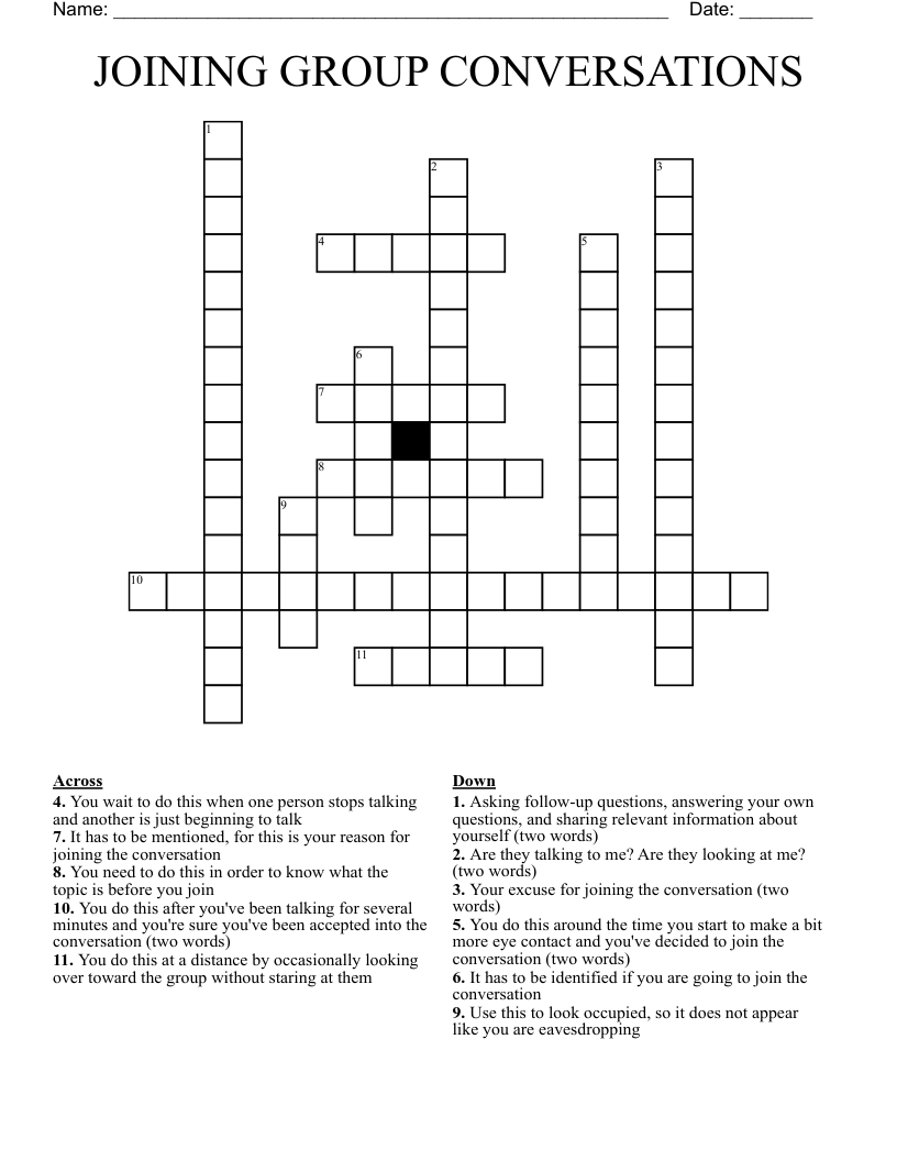 JOINING GROUP CONVERSATIONS Crossword