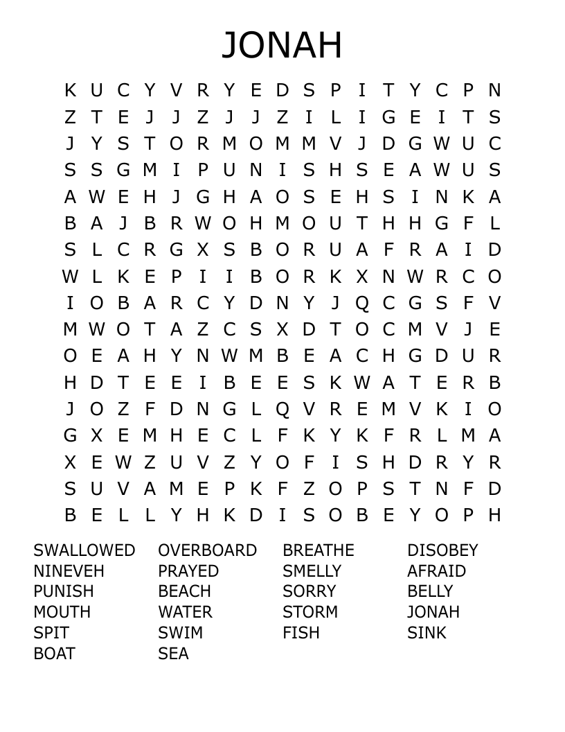JONAH Word Search
