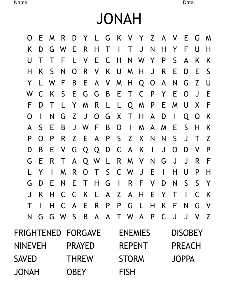 JONAH Word Search