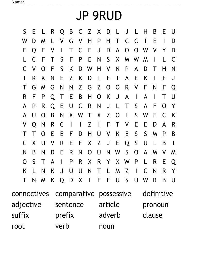JP 9RUD Word Search