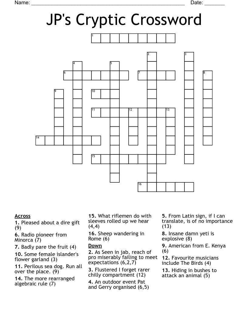 JP's Cryptic Crossword