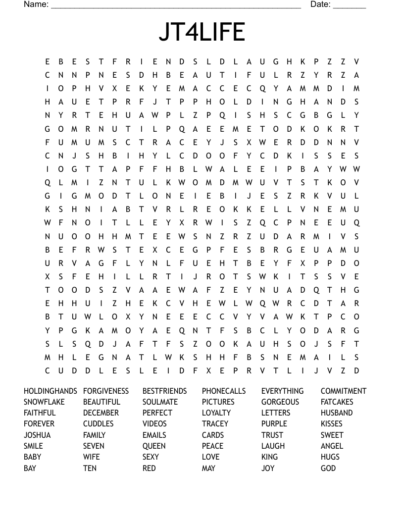 JT4LIFE Word Search