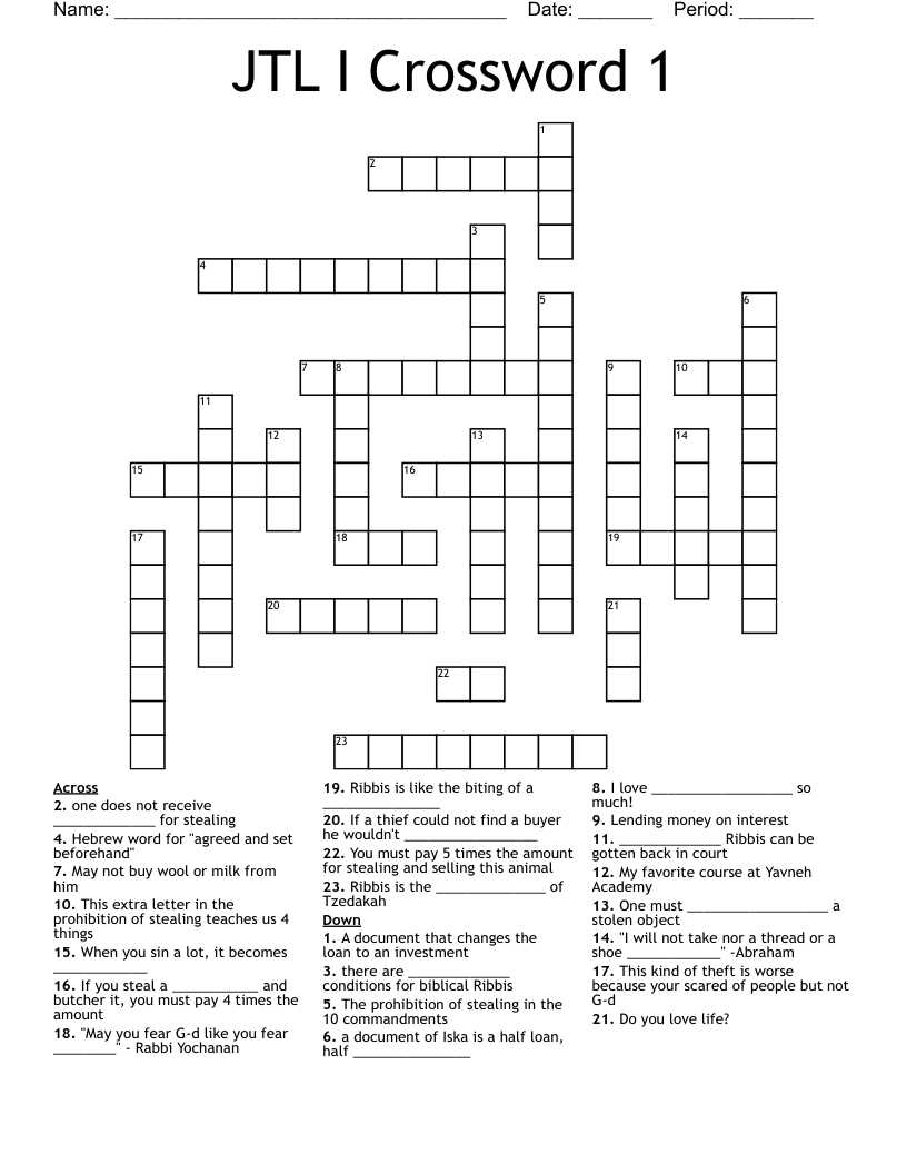 JTL I Crossword 1