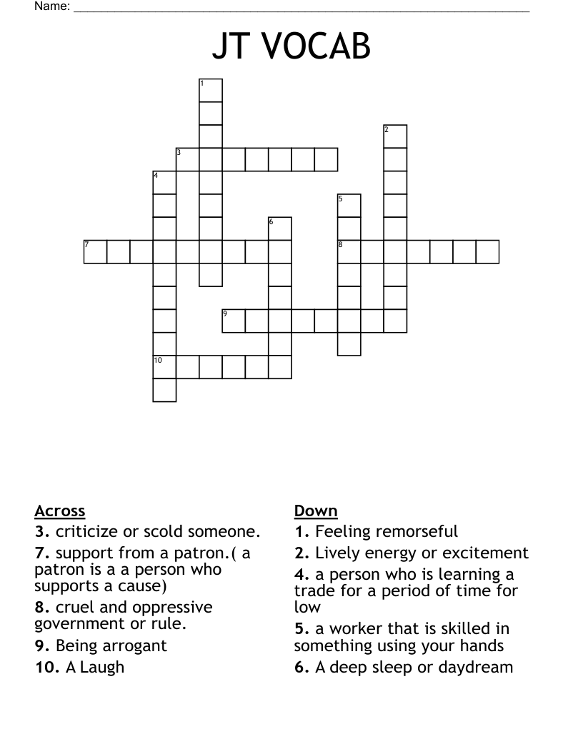 JT VOCAB Crossword