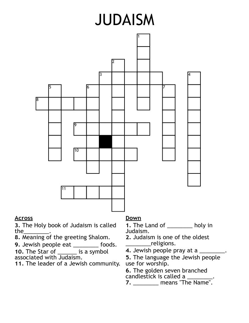 JUDAISM Crossword