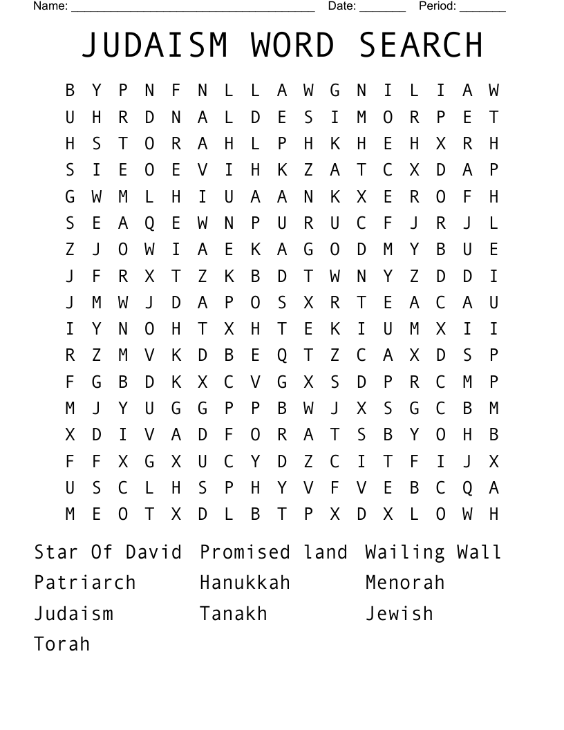 JUDAISM WORD SEARCH