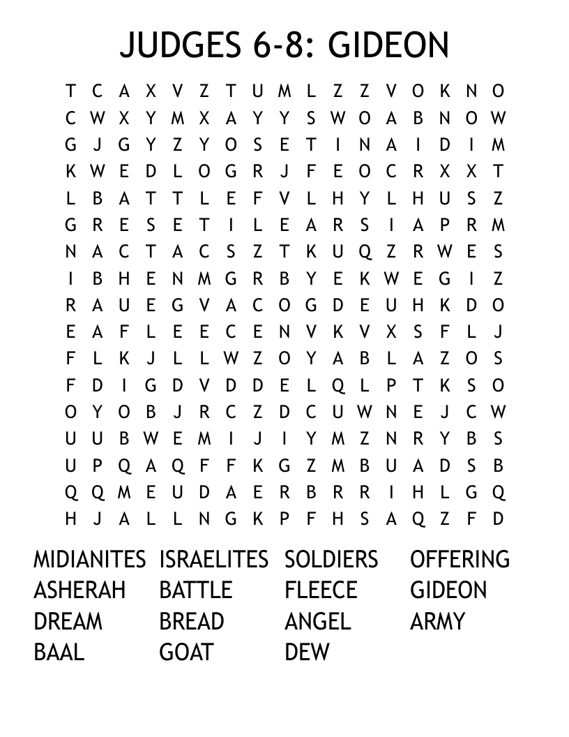 JUDGES 6-8: GIDEON Word Search