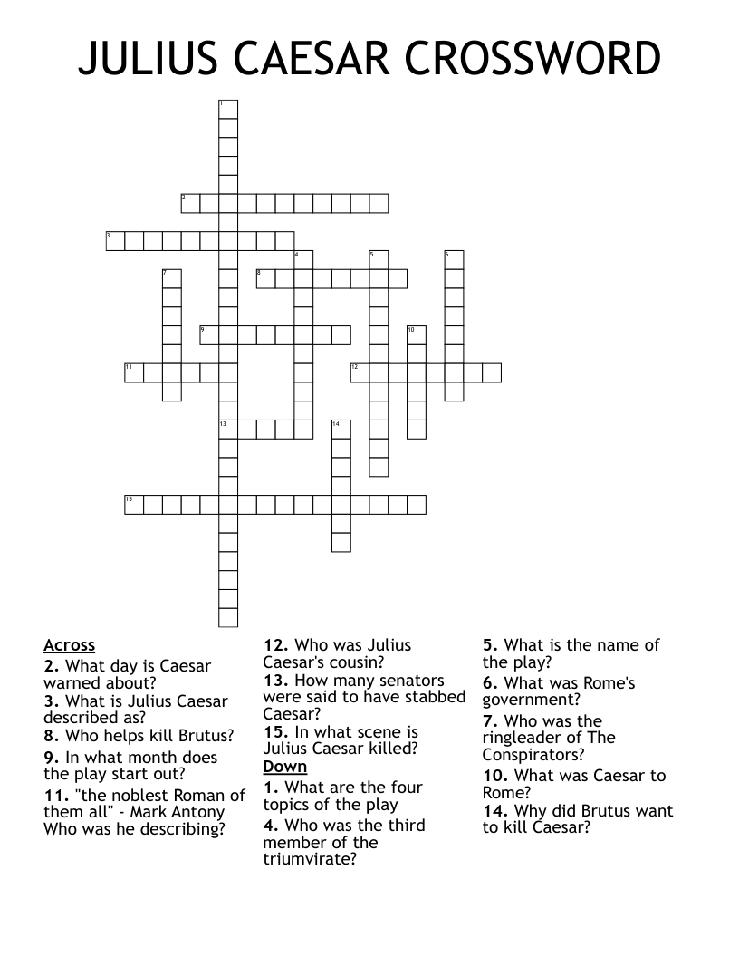 JULIUS CAESAR CROSSWORD