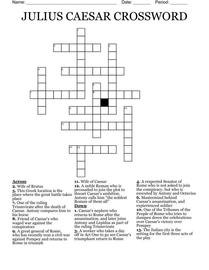 JULIUS CAESAR CROSSWORD