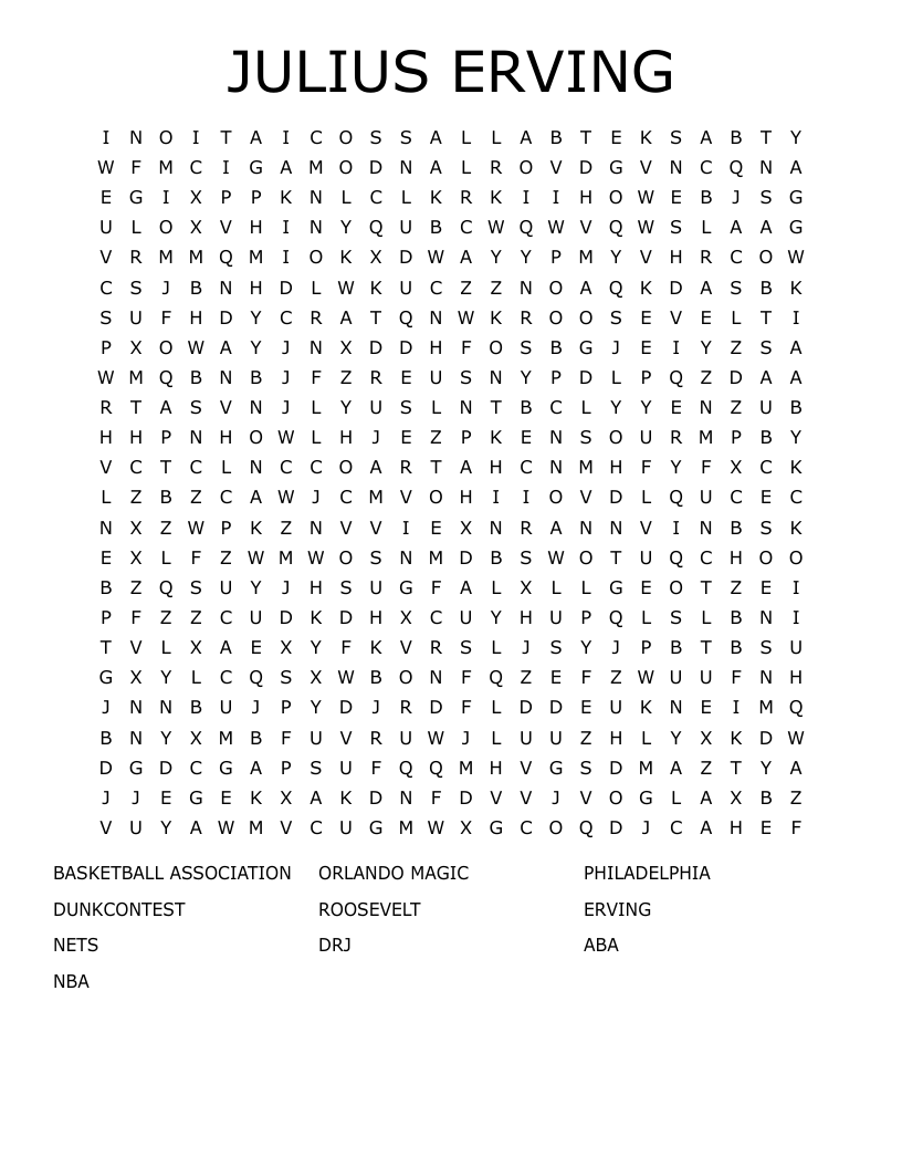 JULIUS ERVING Word Search