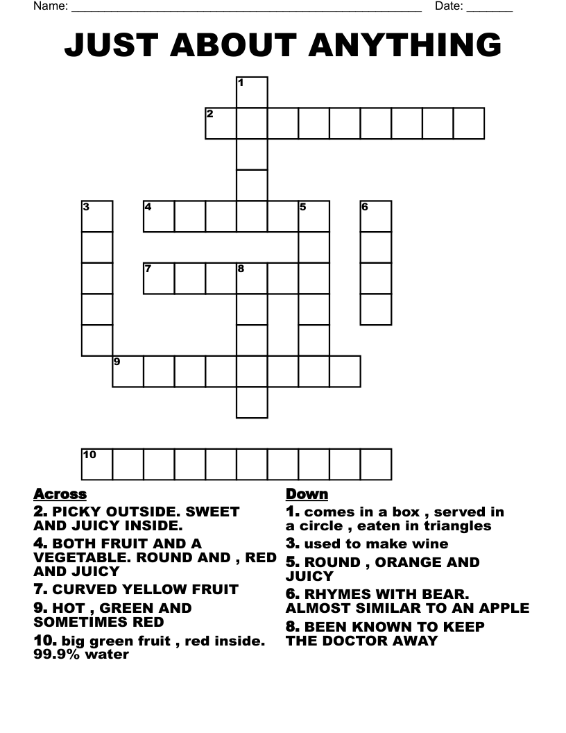 JUST ABOUT ANYTHING  Crossword