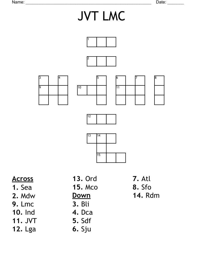 JVT LMC Crossword