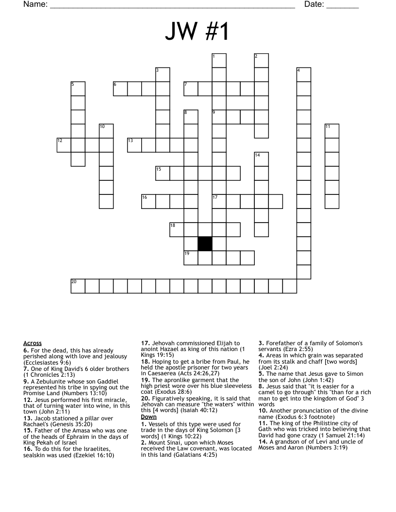 JW #1 Crossword