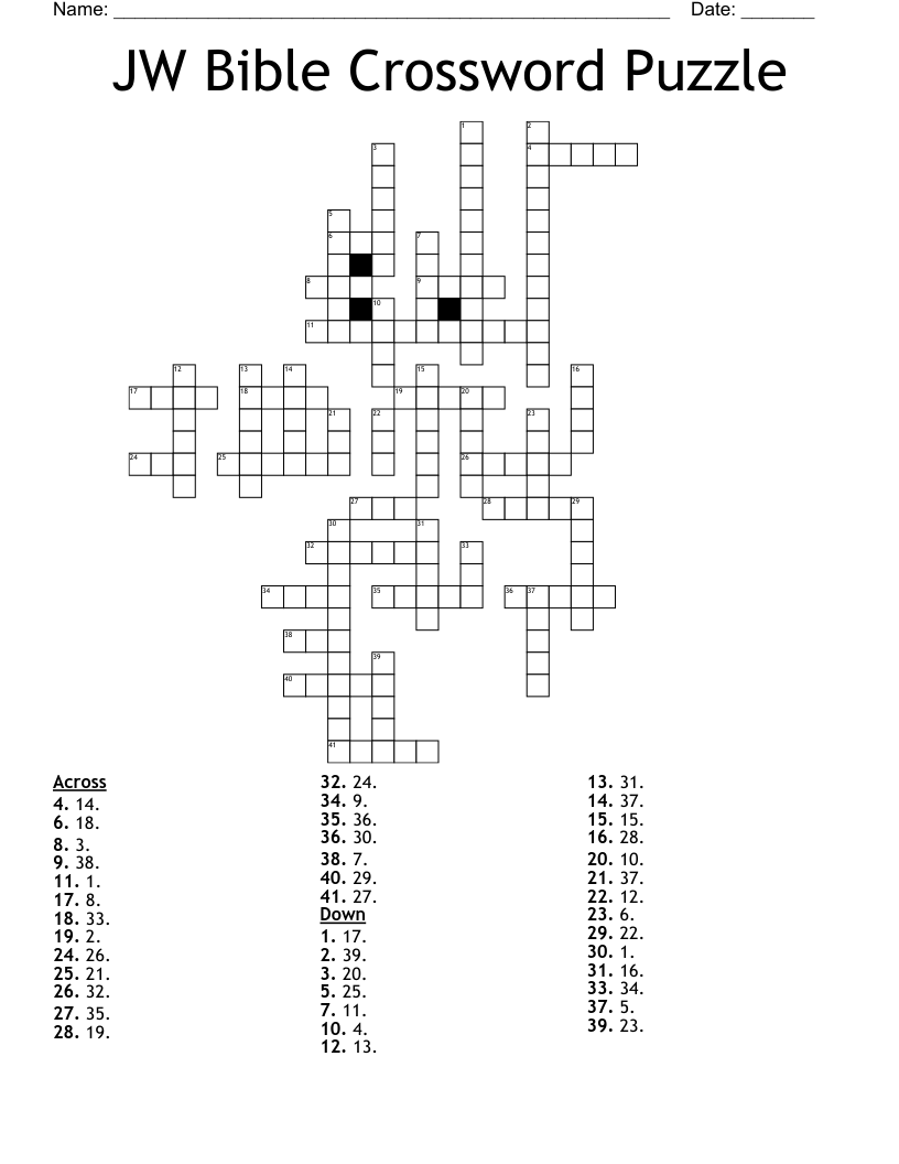 JW Bible Crossword Puzzle