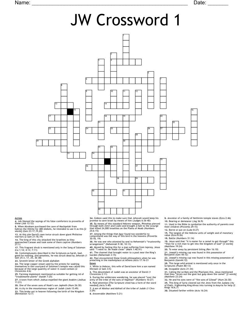 JW Crossword 1