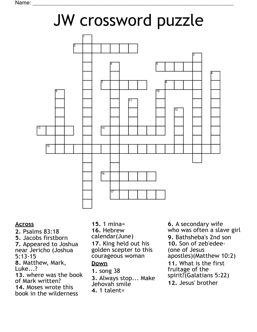 JW crossword puzzle 