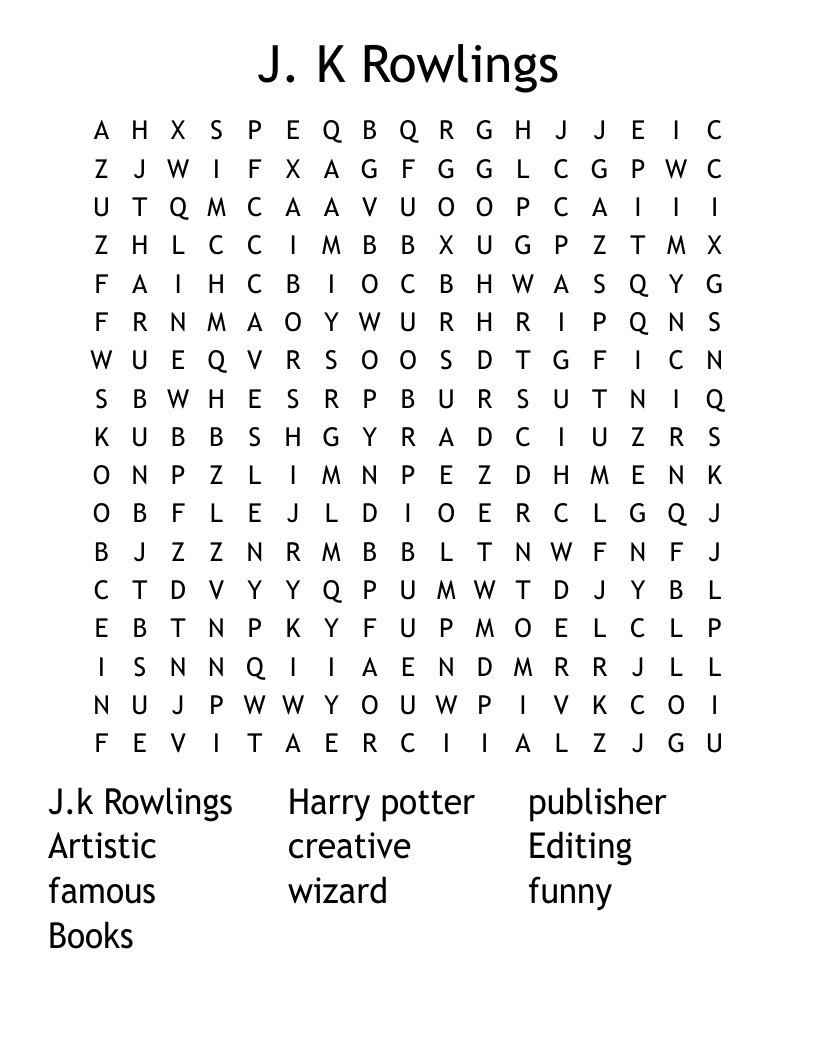 J. K Rowlings Word Search