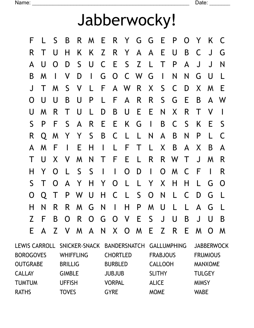 Jabberwocky! Word Search