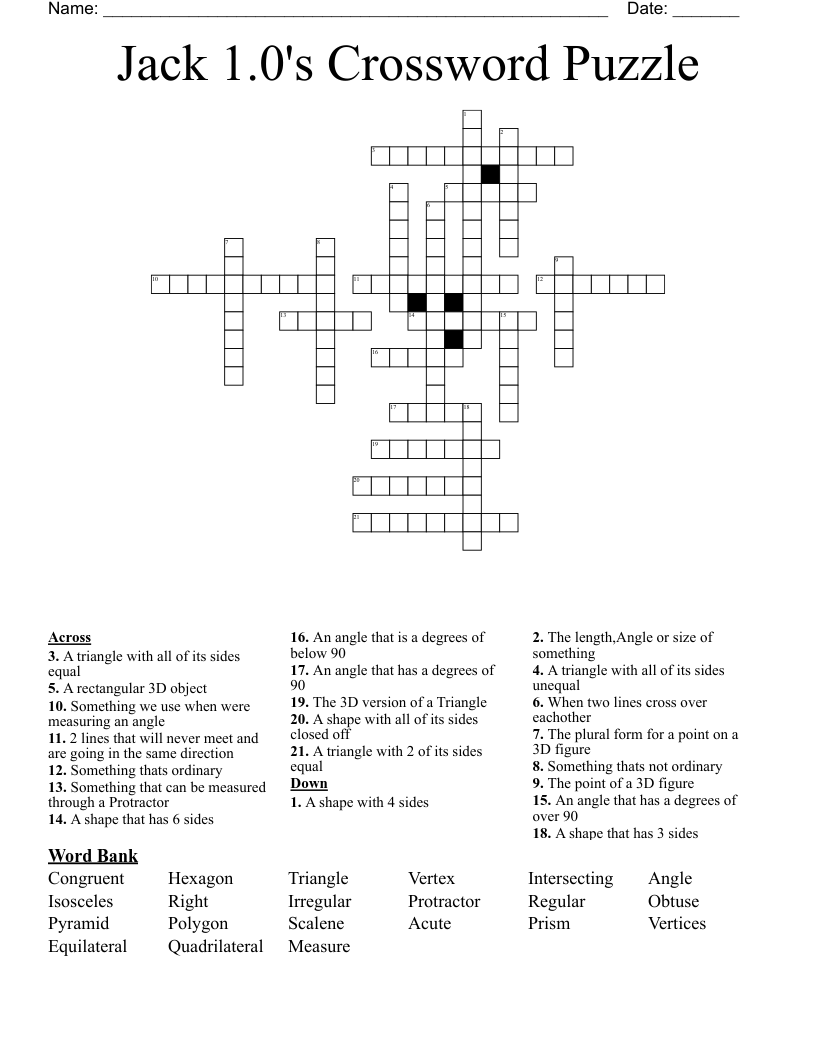 Jack 1.0's Crossword Puzzle