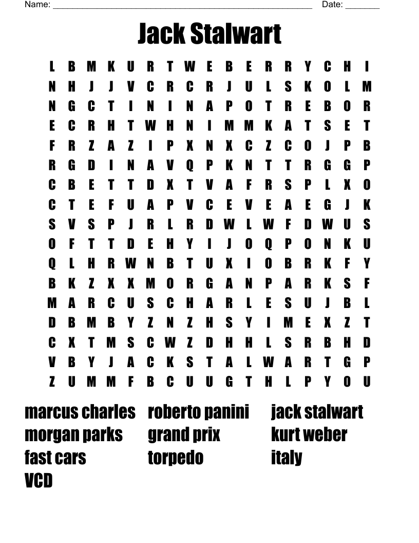 Jack Stalwart  Word Search