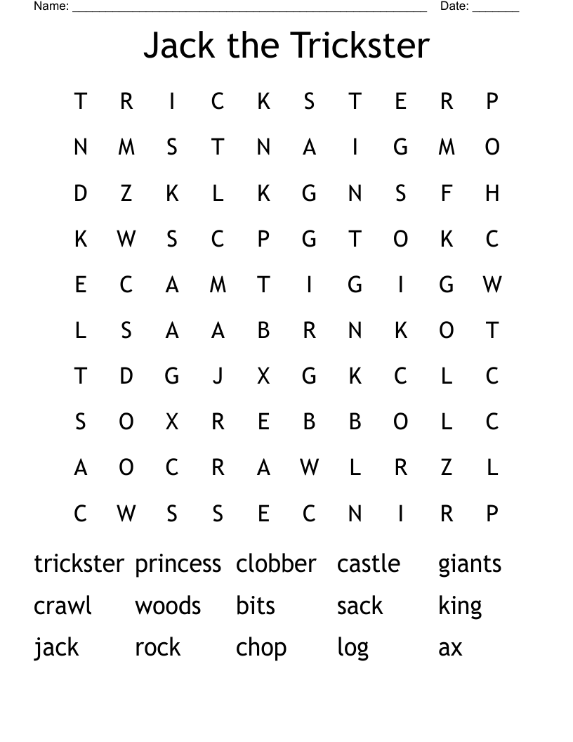 Jack the Trickster Word Search