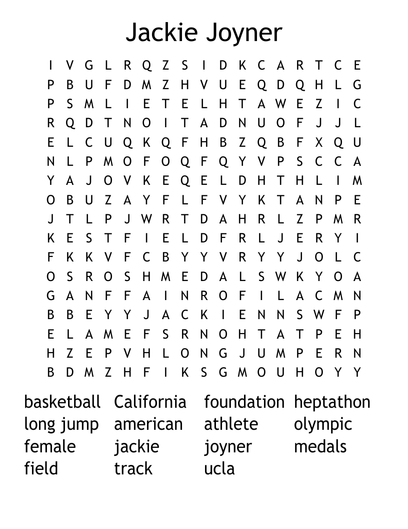 Jackie Joyner Word Search