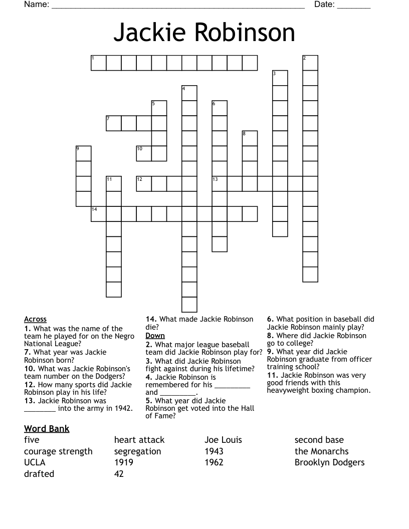 Jackie Robinson Crossword