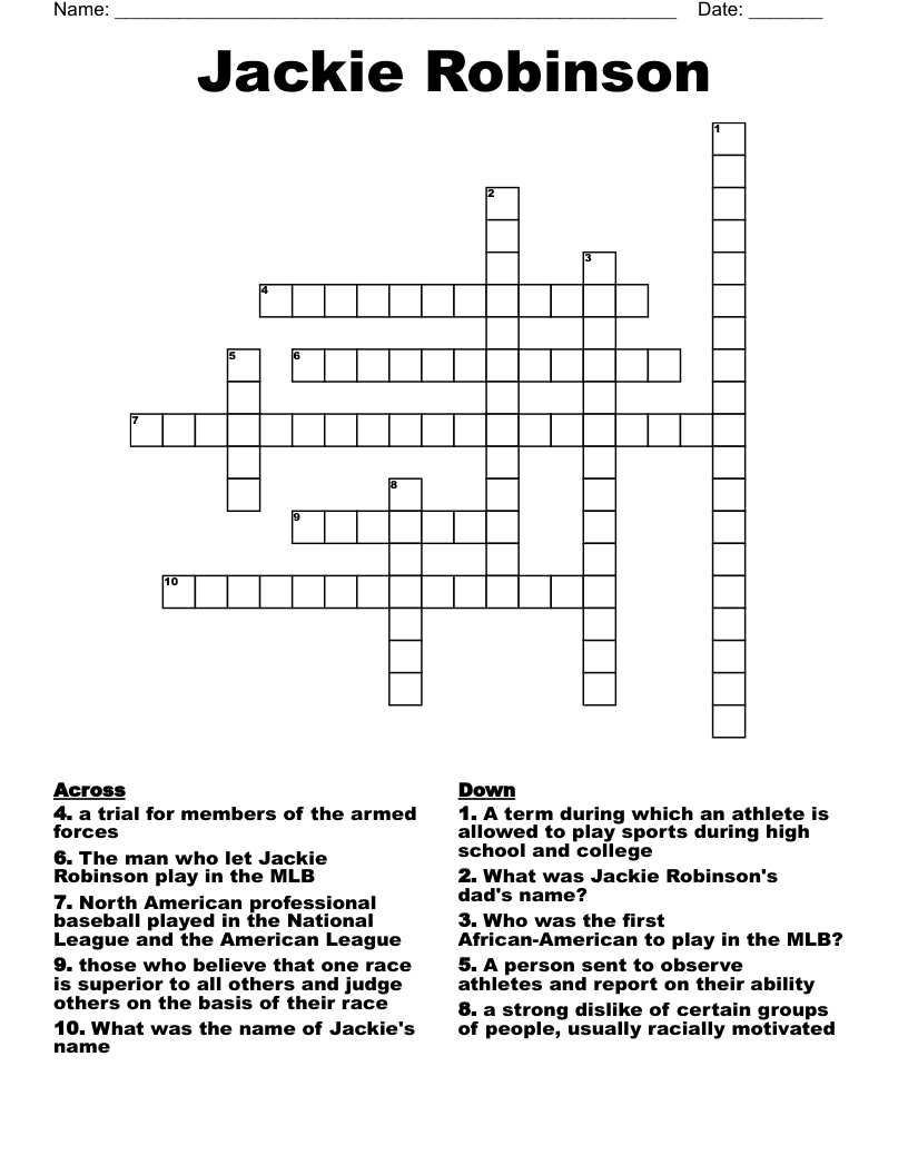Jackie Robinson Crossword