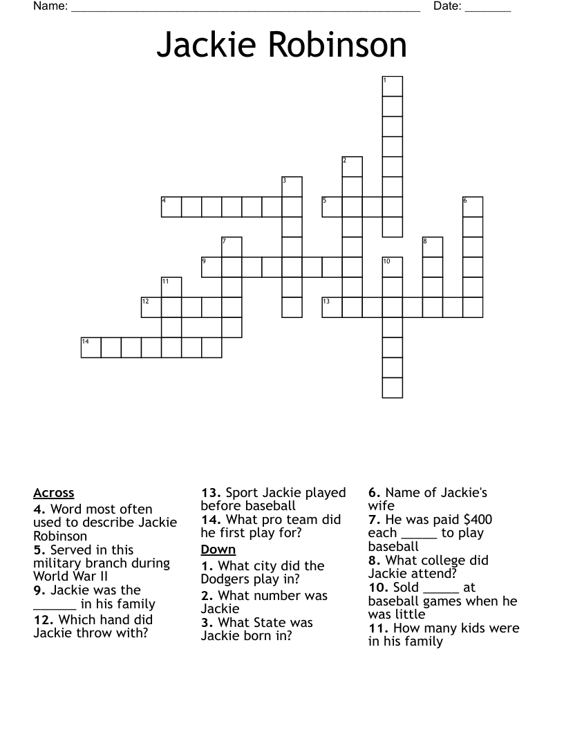 Jackie Robinson Crossword