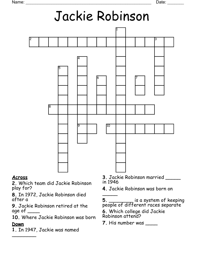 Jackie Robinson Crossword