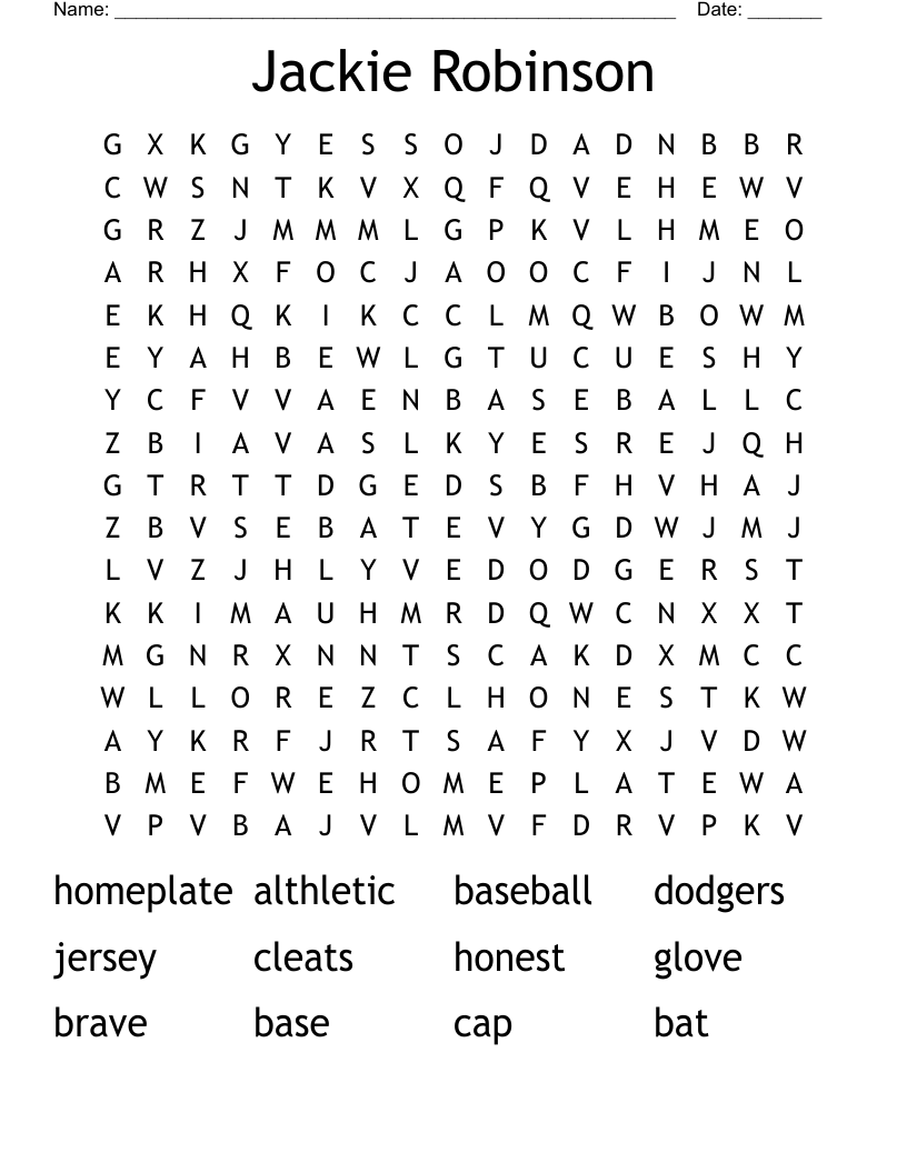 Jackie Robinson Word Search
