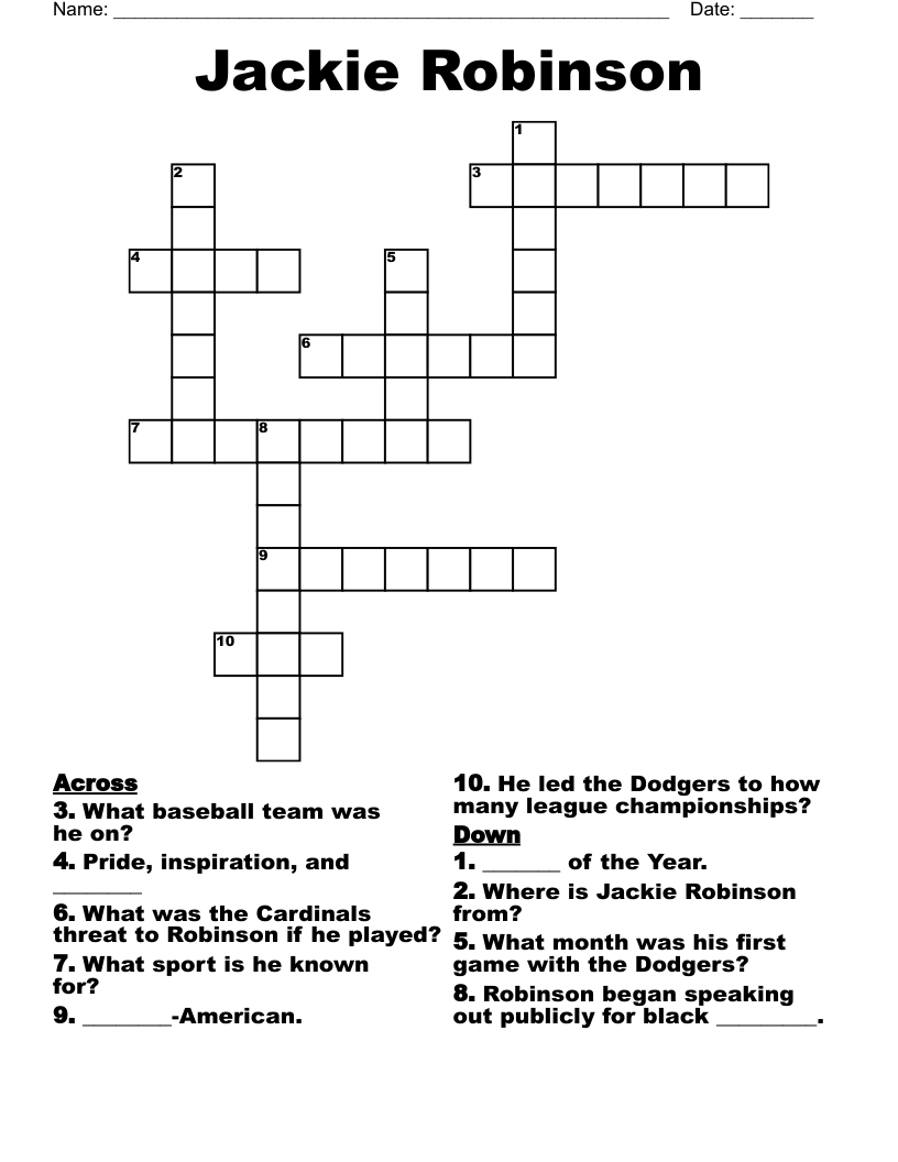 Jackie Robinson Crossword