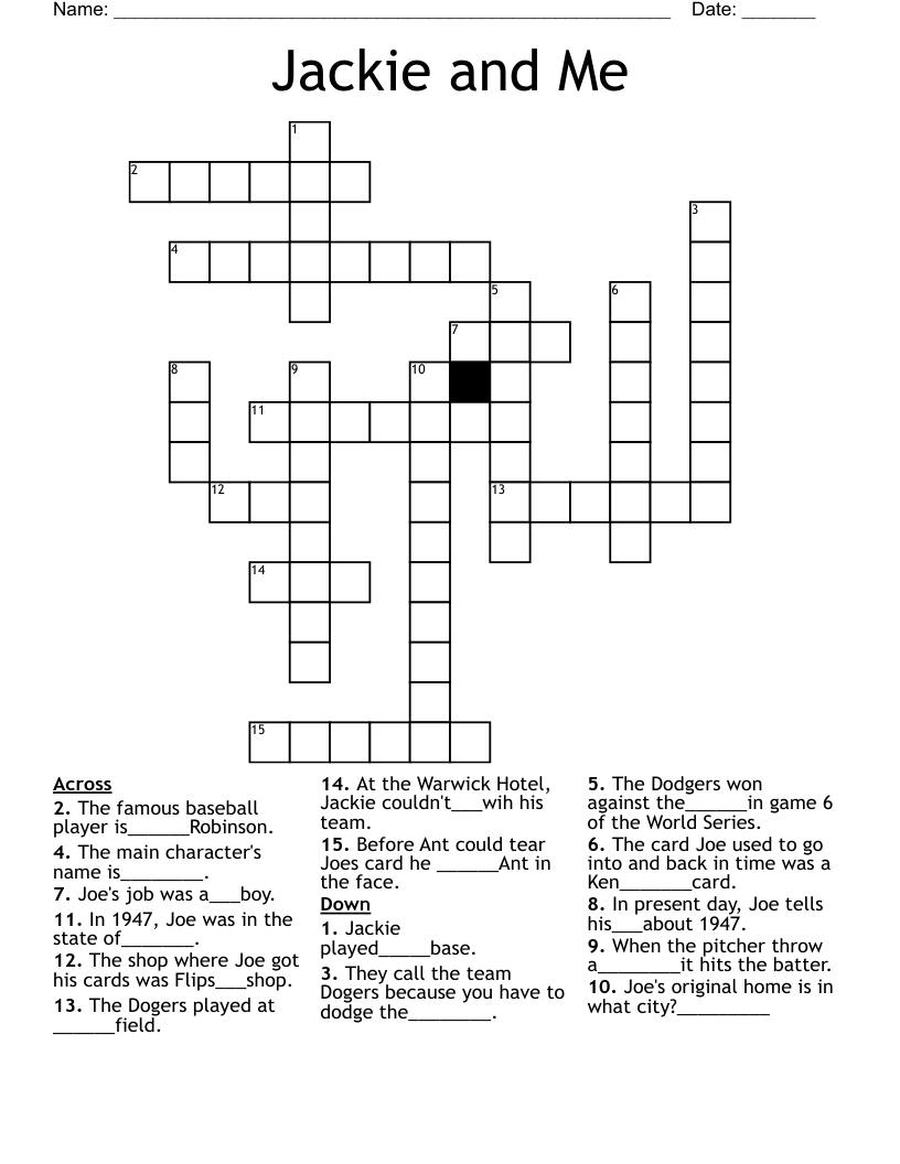 Jackie and Me Crossword
