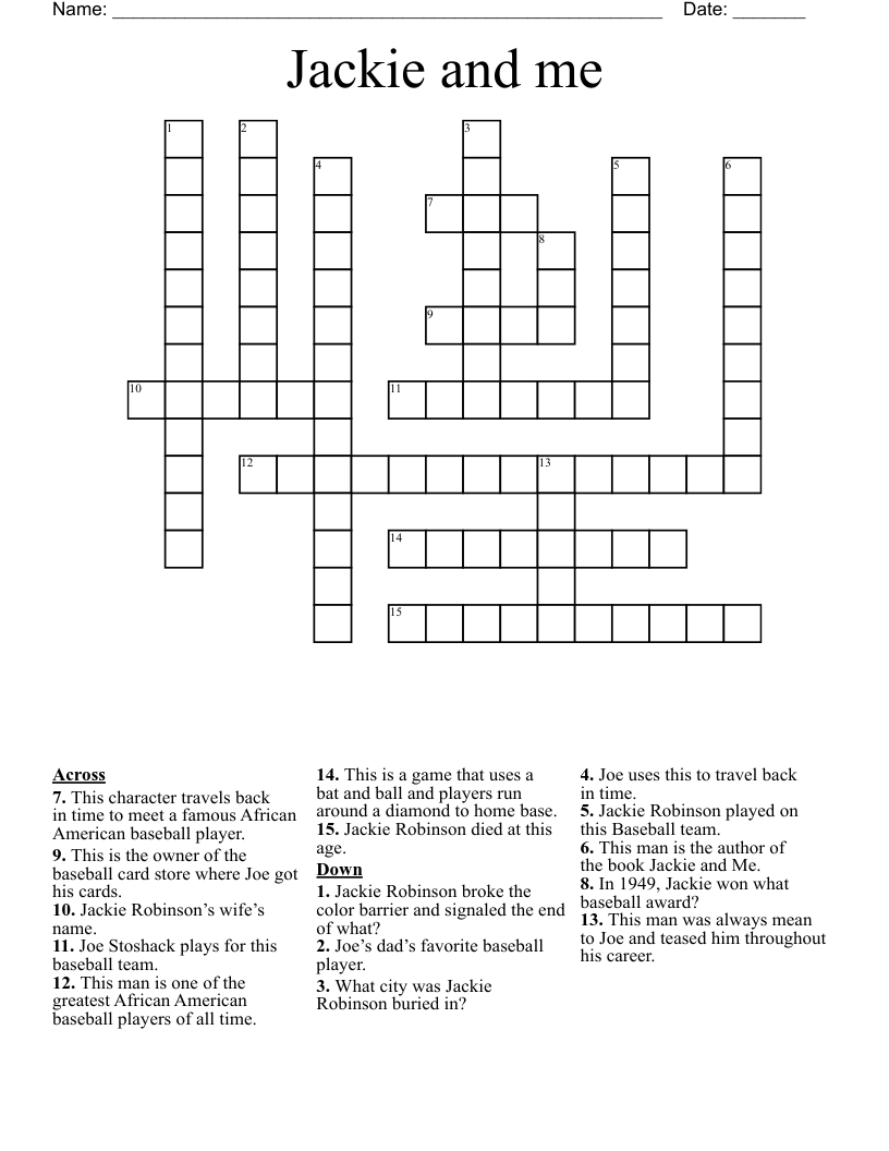 Jackie and me Crossword
