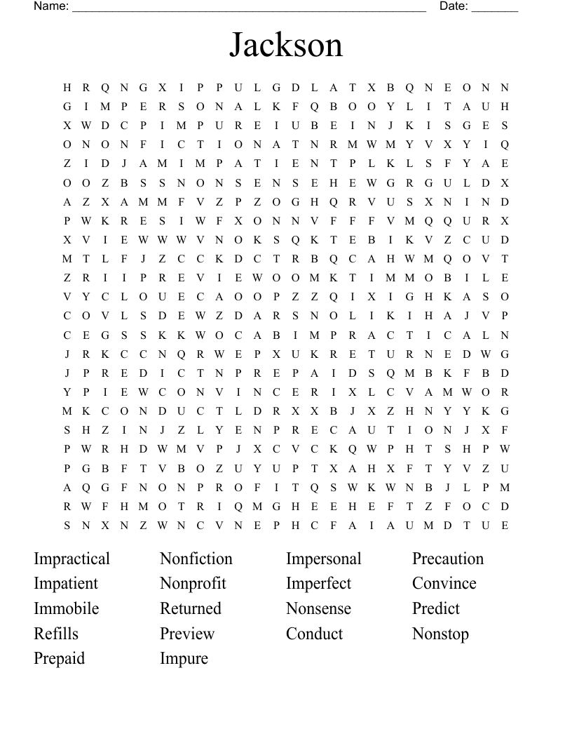 Jackson Word Search