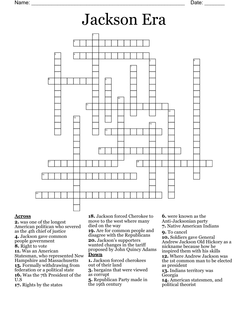 Jackson Era Crossword
