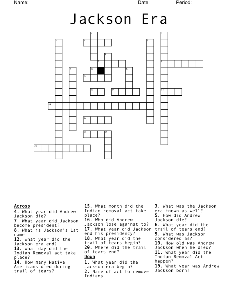 Jackson Era Crossword