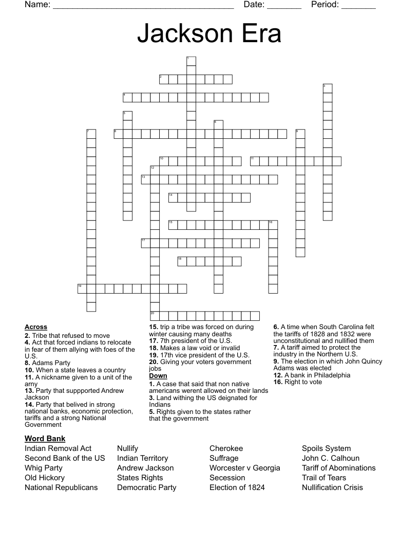 Jackson Era Crossword