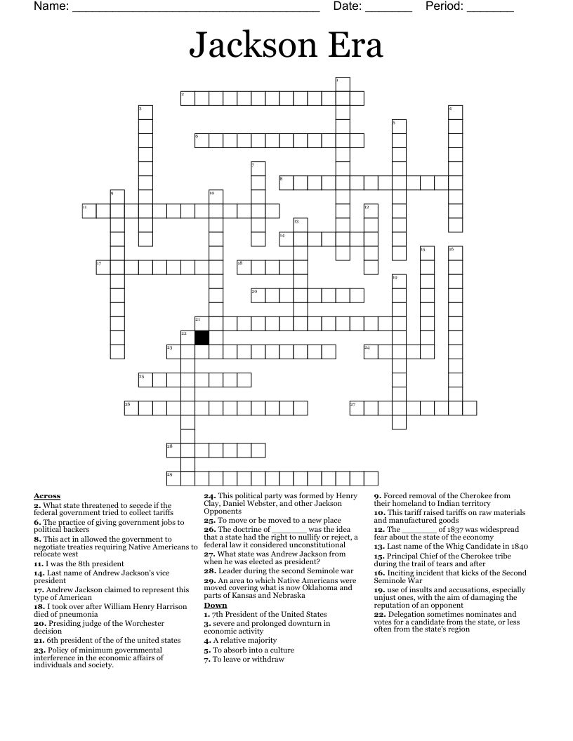 Jackson Era Crossword