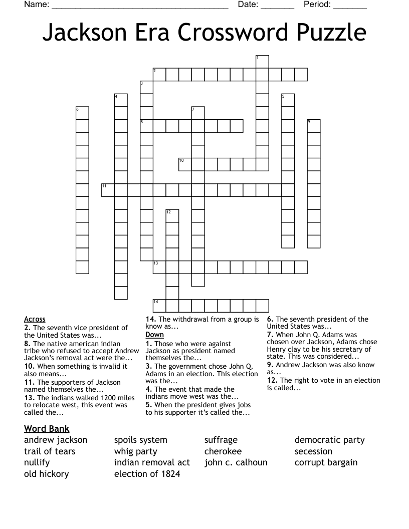 Jackson Era Crossword Puzzle