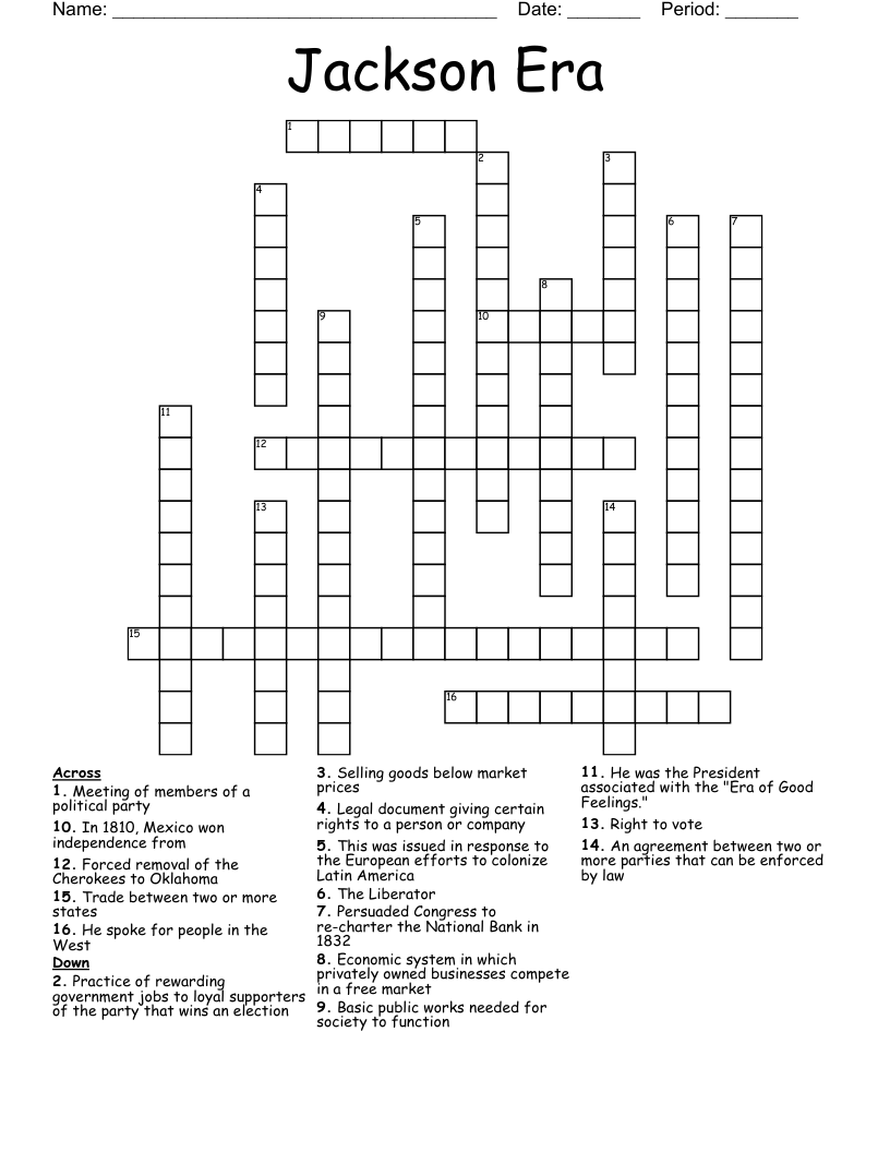 Jackson Era  Crossword