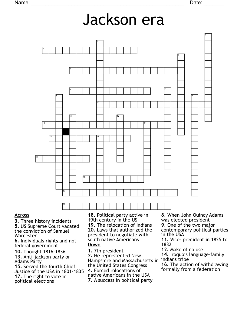Jackson era  Crossword