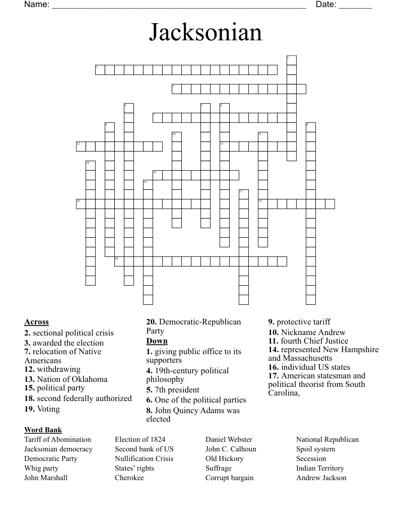 Jacksonian Crossword