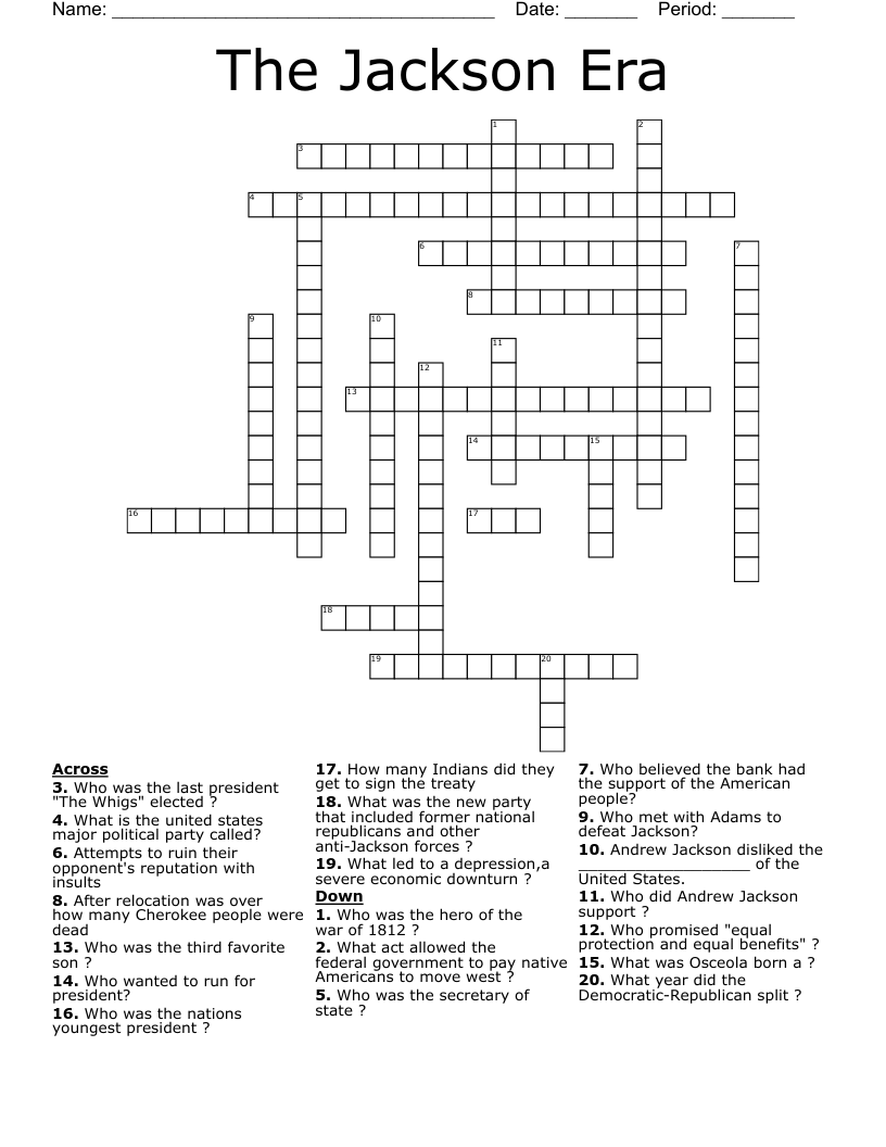 The Jackson Era Crossword